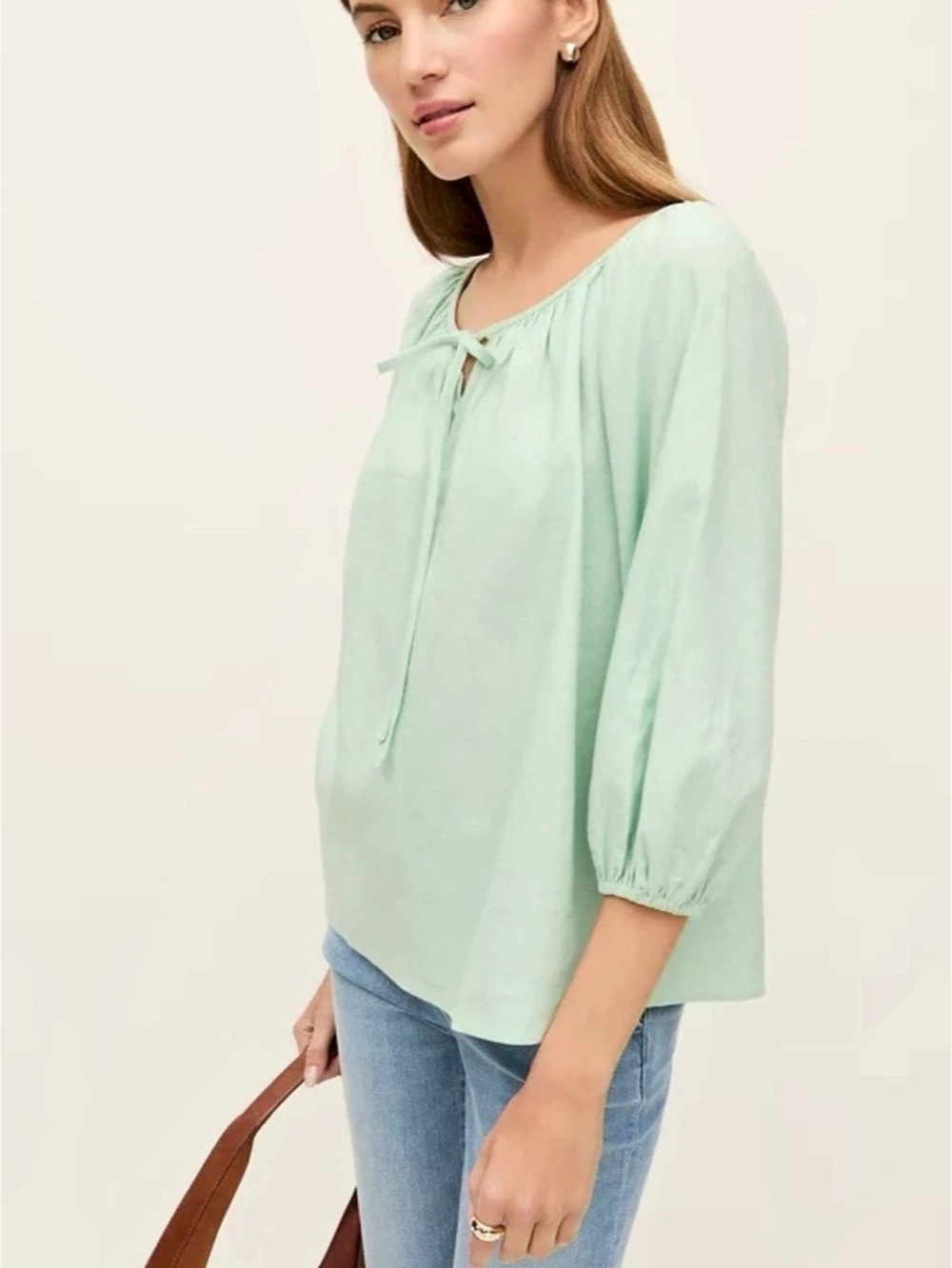 Ann Taylor Linen Green Blouse